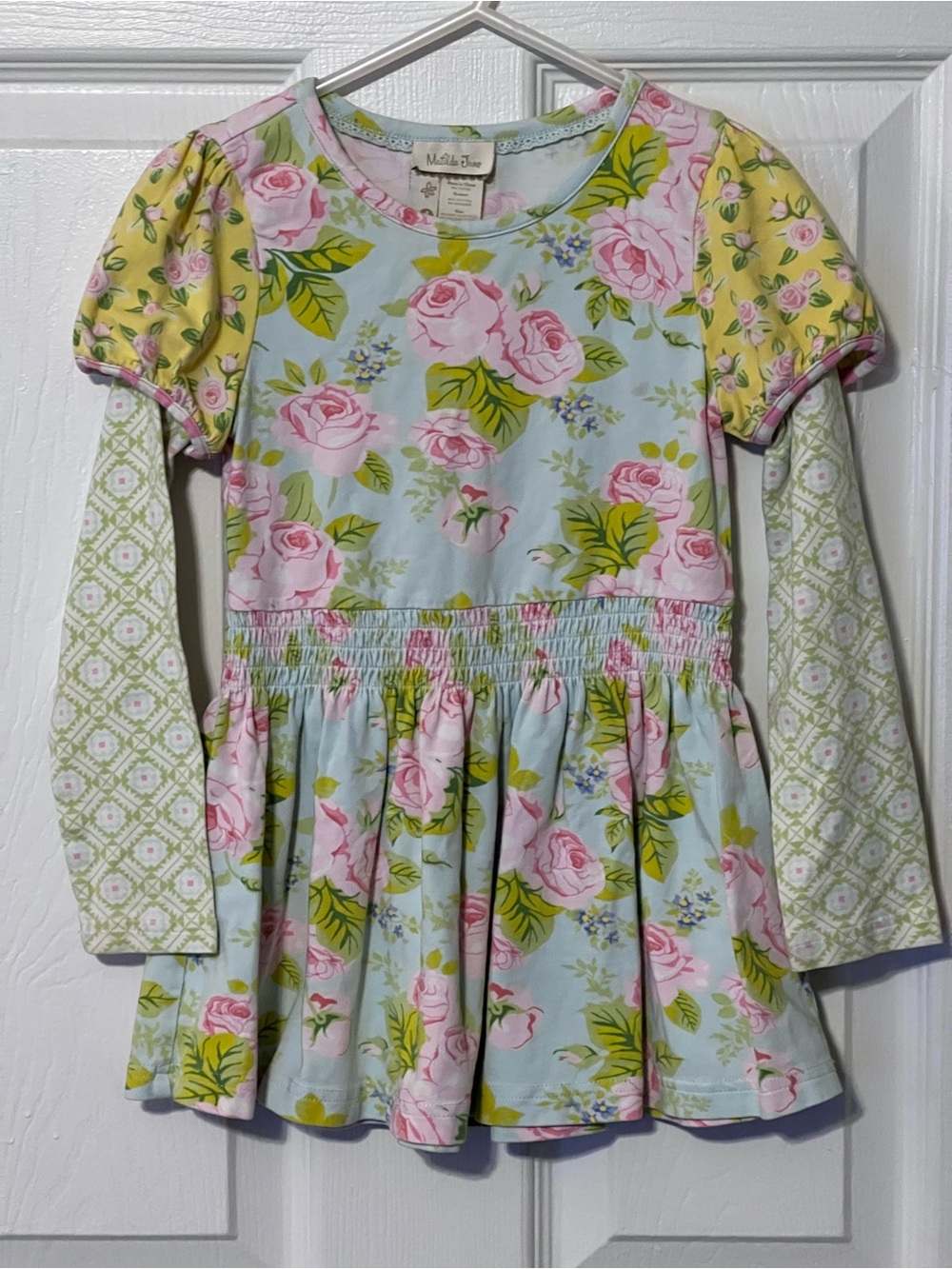 Matilda Jane Girls Size 4 Floral Rose Layered Long Sleeve Dress